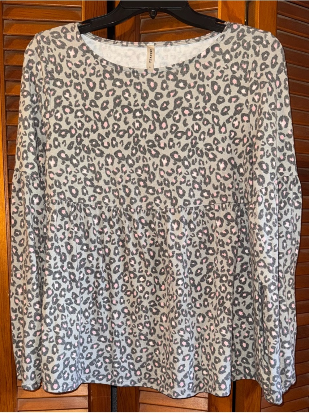 Emerald Grey and Pink Leopard Print Top